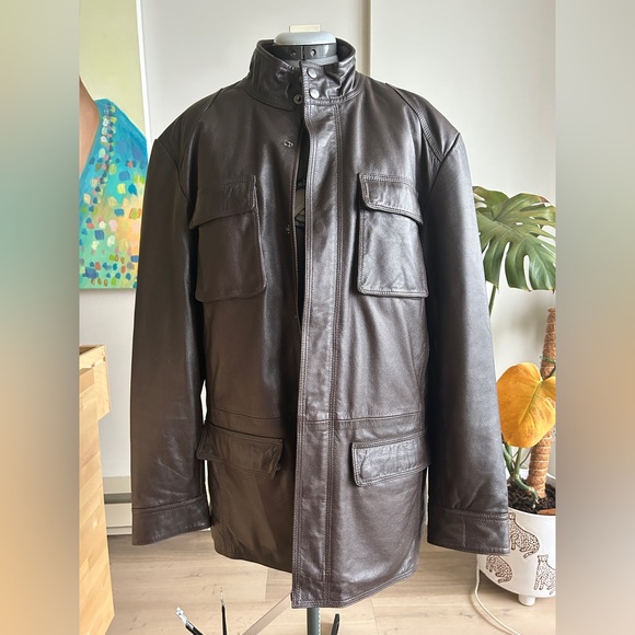 Black Brown 1826 Leather Jacket with lots of pockets - Picture 2 of 8